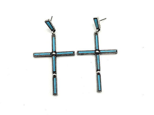 Western Cross Stone Earrings