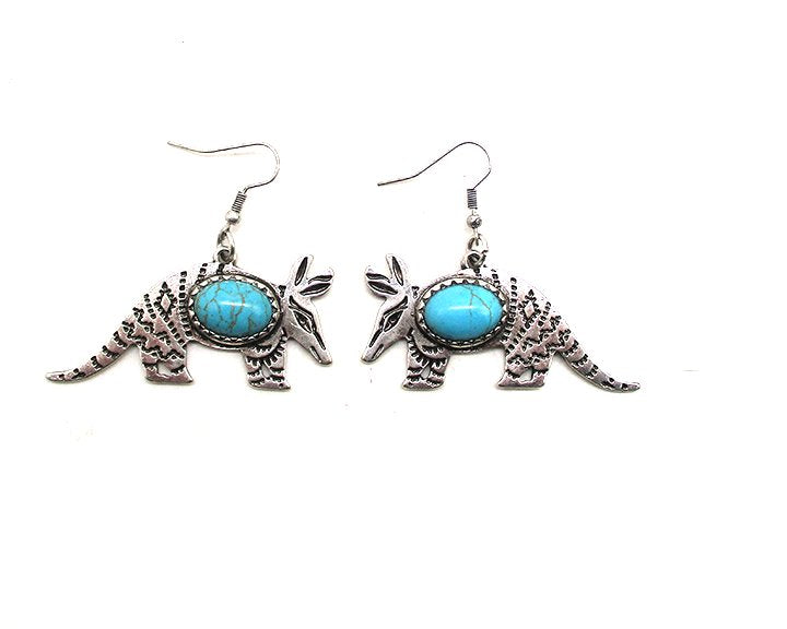 WESTERN ARMADILLO DESGIN TURQUOISE EARRINGS