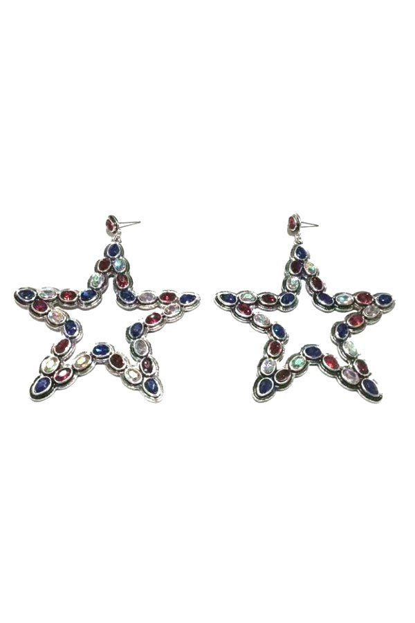 USA CRYSTAL STAR DANGLE EARRINGS