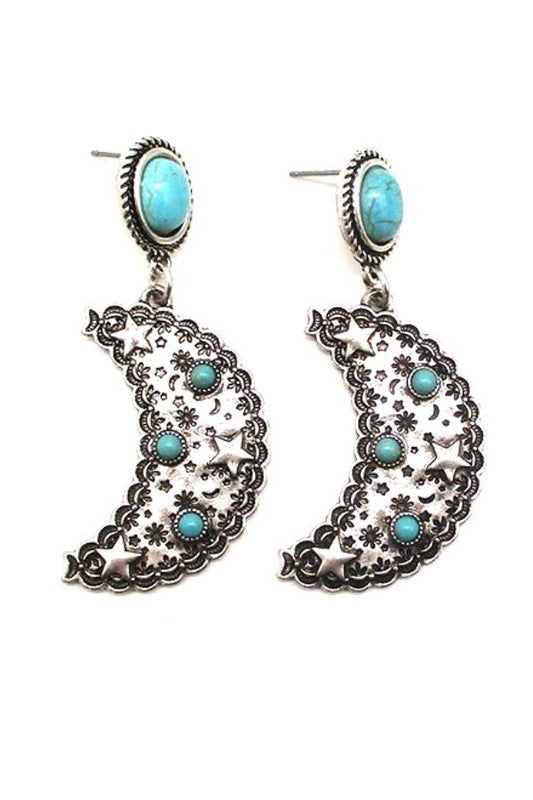 WESTERN DESIGN TURQUOISE DANGLE EARRINGS