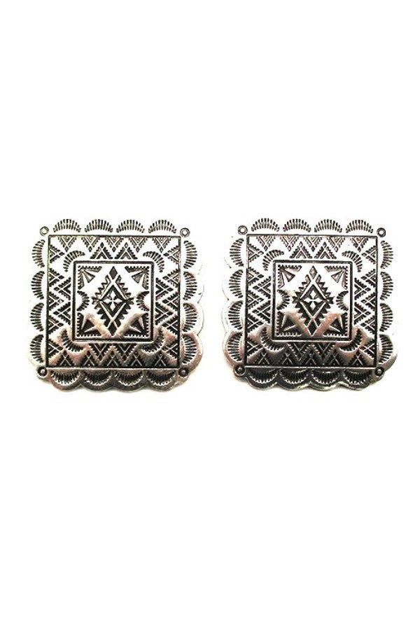 WESTERN CONCHO DESIGN POST EARRINGS