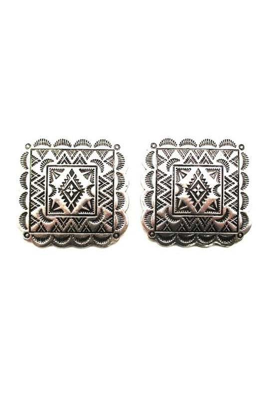 WESTERN CONCHO DESIGN POST EARRINGS