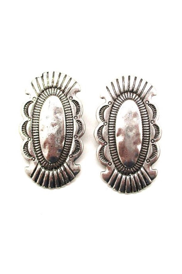 WESTERN OVAL CONCHO EARRINGS