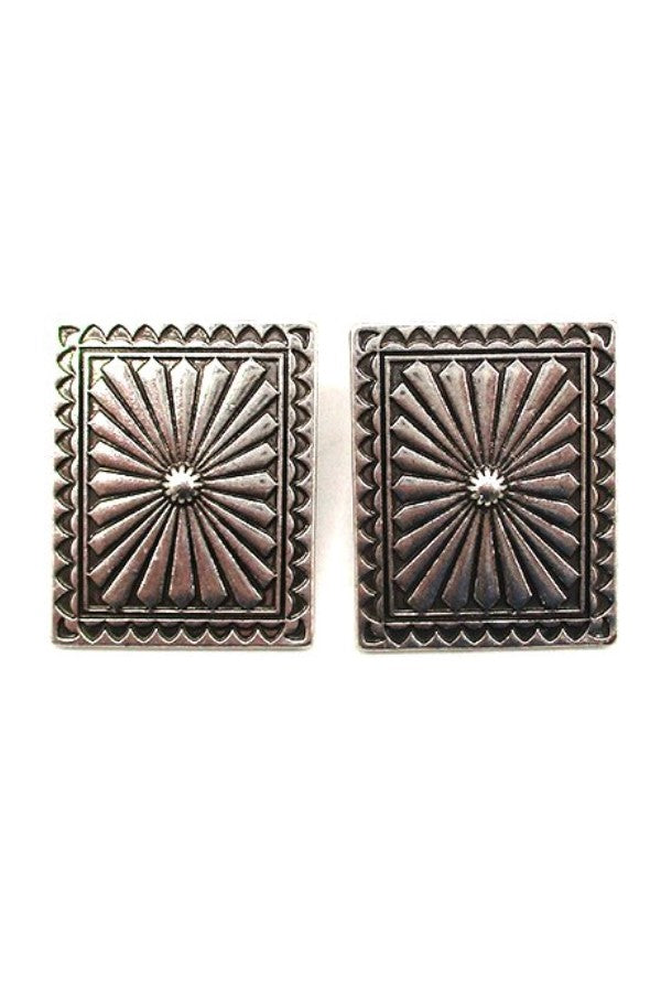 WESTERN RECTANGLE CONCHO EARRINGS