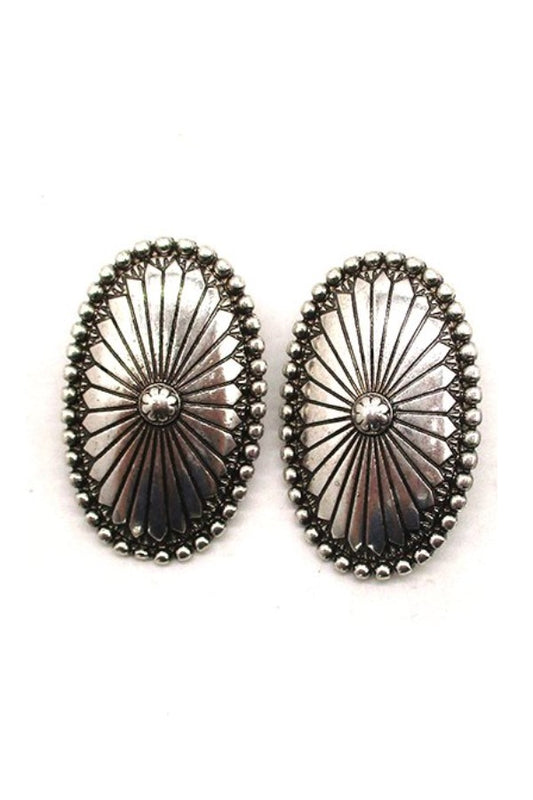 WESTERN OVAL CONCHO EARRINGS