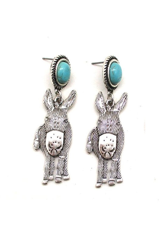 WESTERN DONKEY TURQUOISE STONE EARRINGS