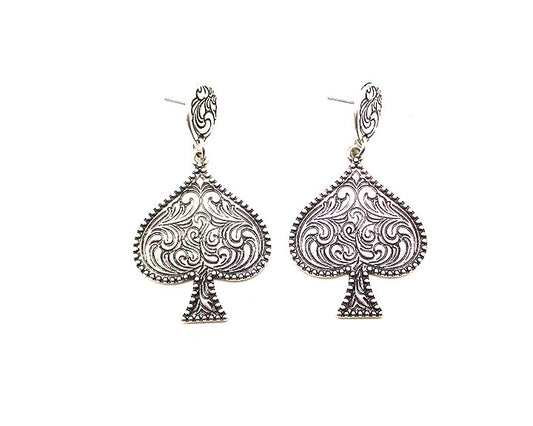 WESTERN ETCHED SPADE EARRINGS