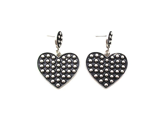 WESTERN BUBBLE TEXTURED HEART DANGLE EARRINGS