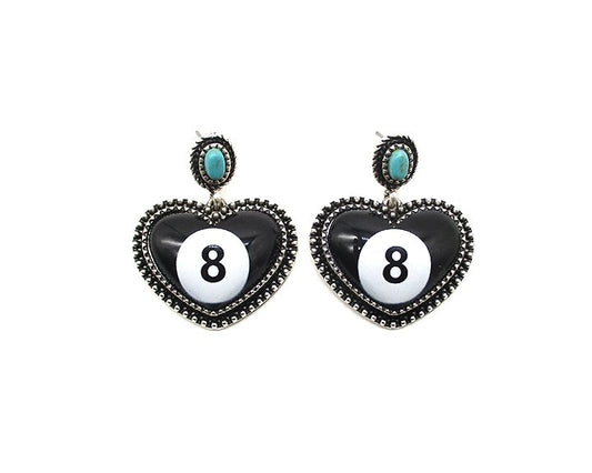 8 BALL HEART TURQUOISE DANGLE EARRINGS