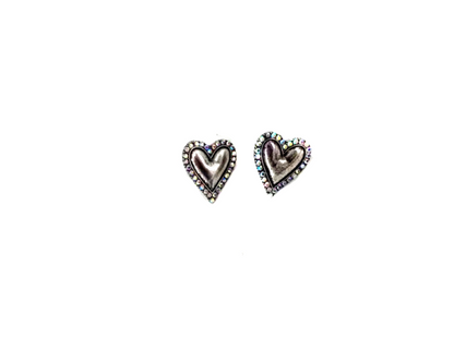 Western Crystal Stone Bubble Heart Earrings