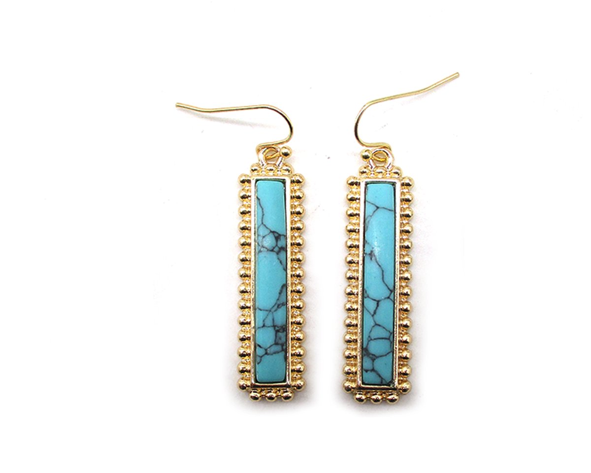 Western Turquoise Bar Dangle Earrings