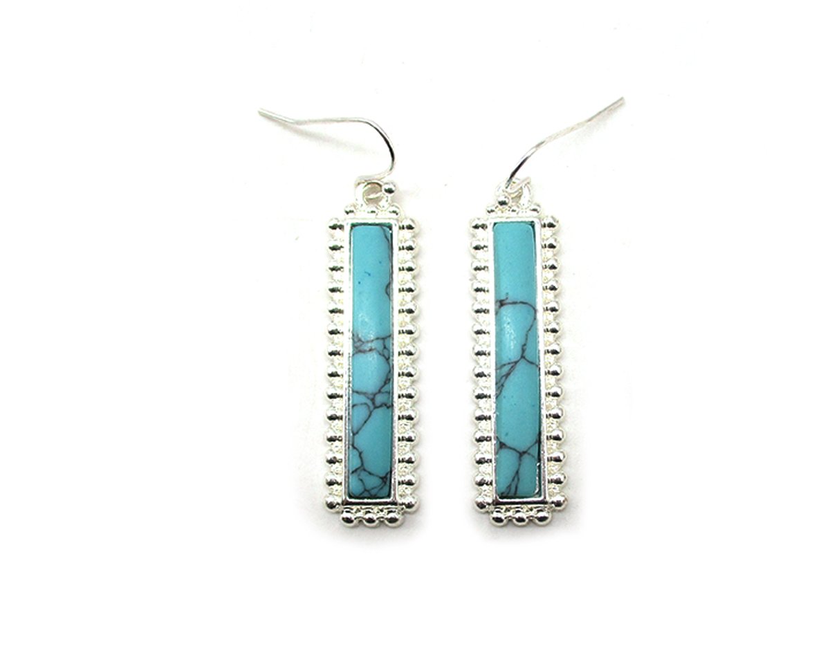 Western Turquoise Bar Dangle Earrings