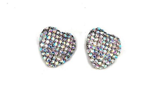 Western Crystal Heart Bubble Post Earrings