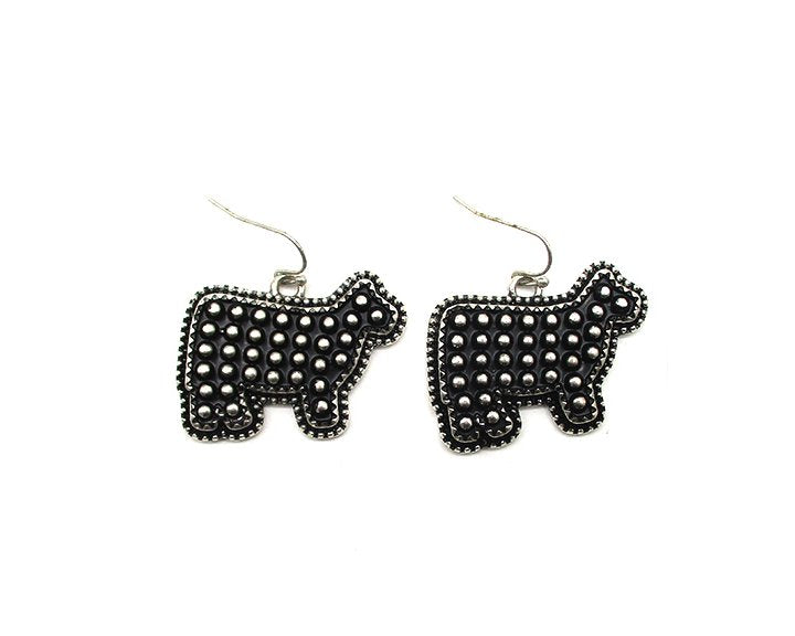 Western Tiny Bubble Cow Dangle Earrings