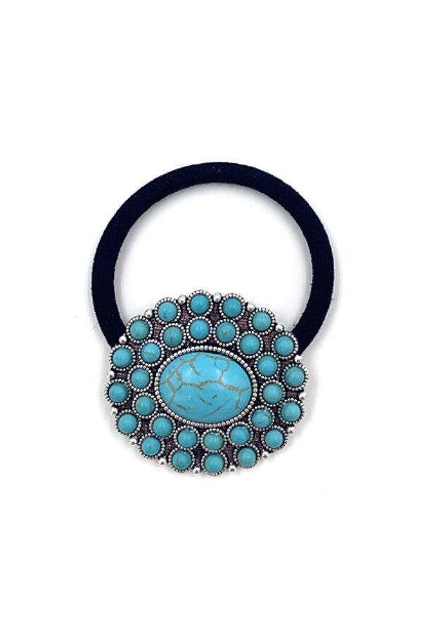 WESTERN STYLE TURQUOISE HAIR TIE