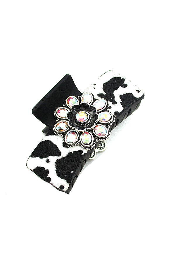 WESTERN COWHIDE STYLE FLOWER CONCHO HAIR CLAW