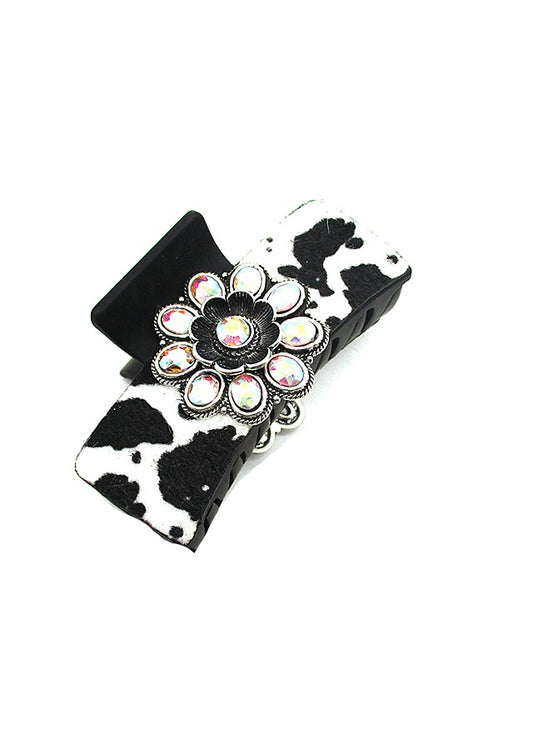 WESTERN COWHIDE STYLE FLOWER CONCHO HAIR CLAW