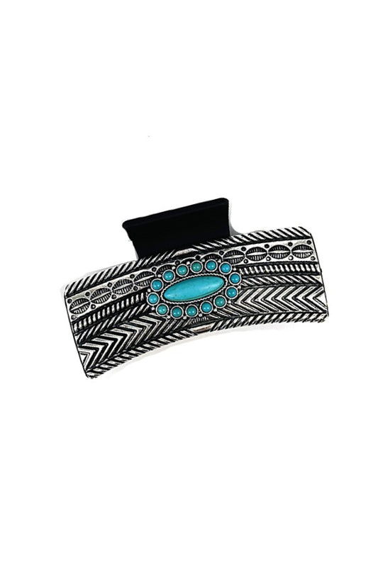 WESTERN STYLE TURQUOISE CASTING HAIR CLAW