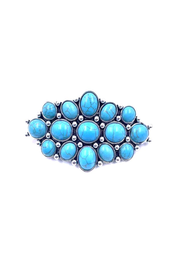 WESTERN DESIGN TRUQUOISE STONE HAIR BARRETTE