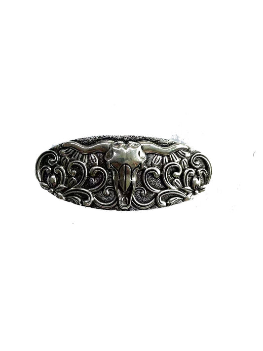 WESTERN STEERHEAD OVAL HAIR BARRETTE