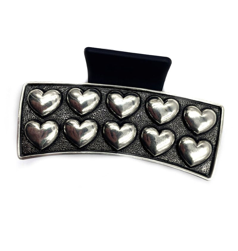 Western Double Bubble Heart Metal Hair Claw