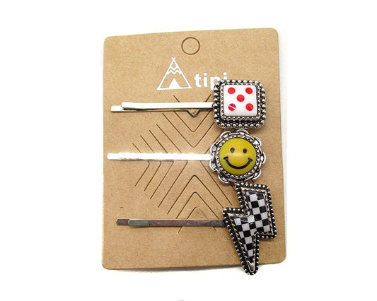 3 Multi Theme Bobby Pin Set