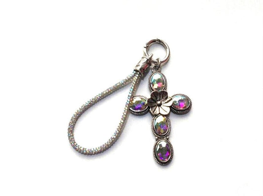 Western Crystal Cross Keychain