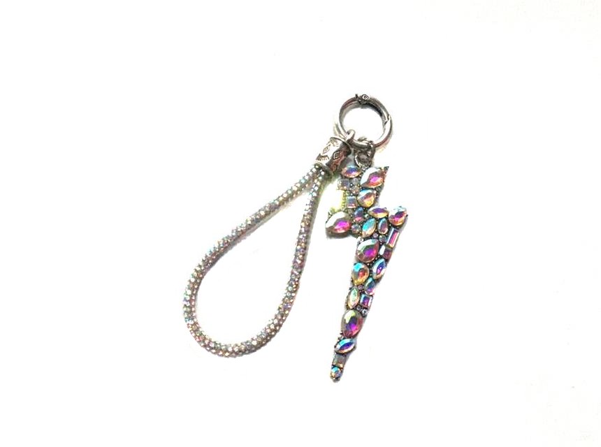 Western Crystal Lightning Bolt Keychain