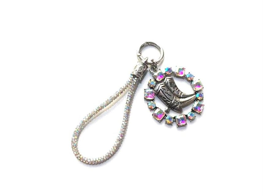 Western Crystal Cowboy Boots Keychain