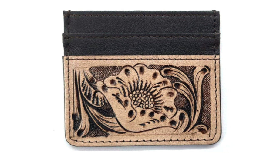 Western Genuine Tooled Leather Card Holder