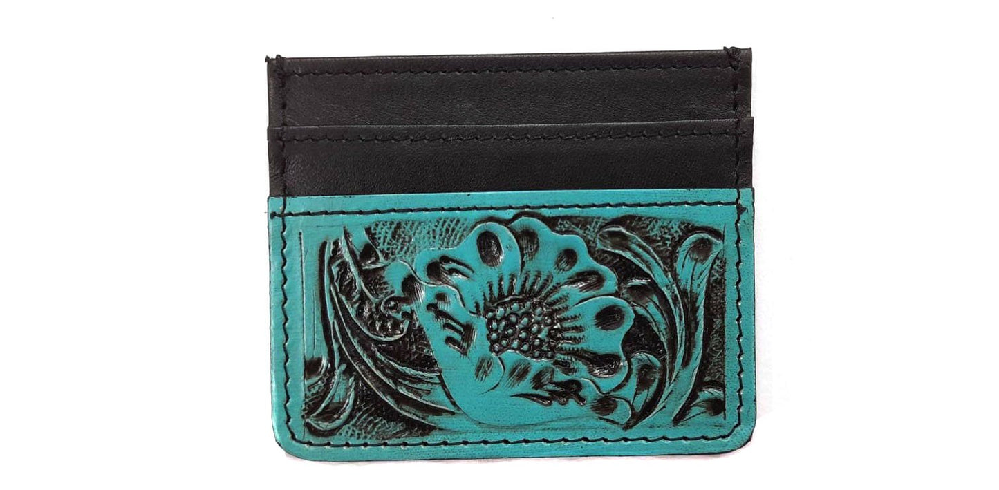 Western Genuine Tooled Leather Card Holder