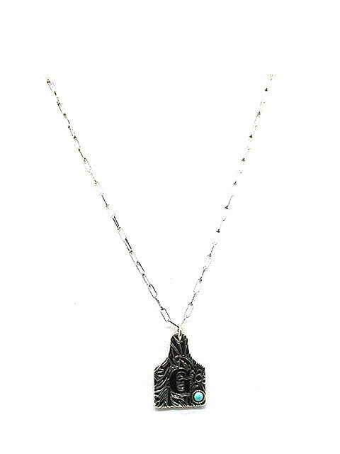 Western Initial Cattle Tag Necklace