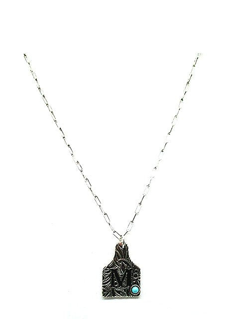 Western Initial Cattle Tag Necklace