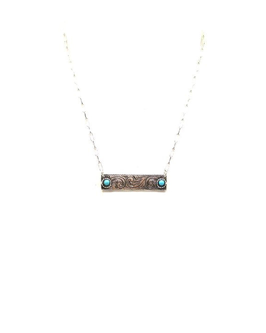 Western Etched Bar Necklace