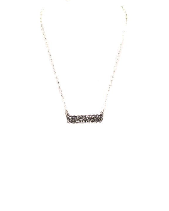 Western Etched Bar Necklace