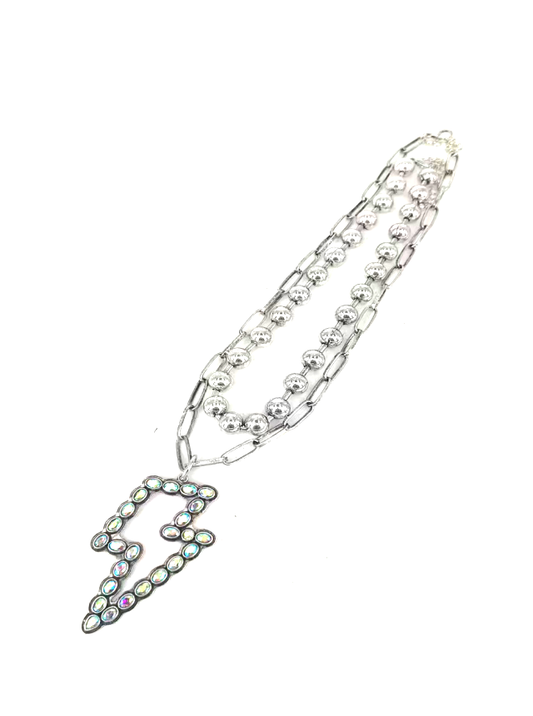 WESTERN LARGE CRYSTAL THUNDERBOLT NECKLACE