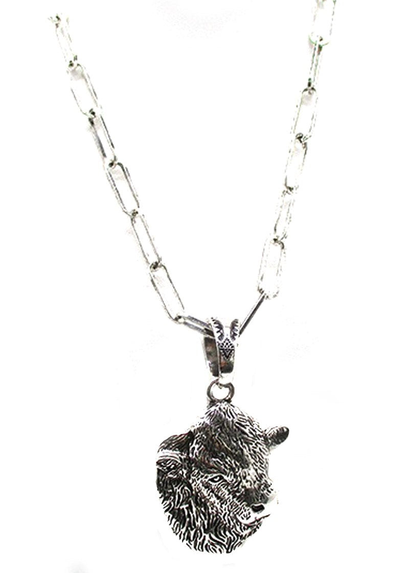 Western Cow Head Pendant Necklace