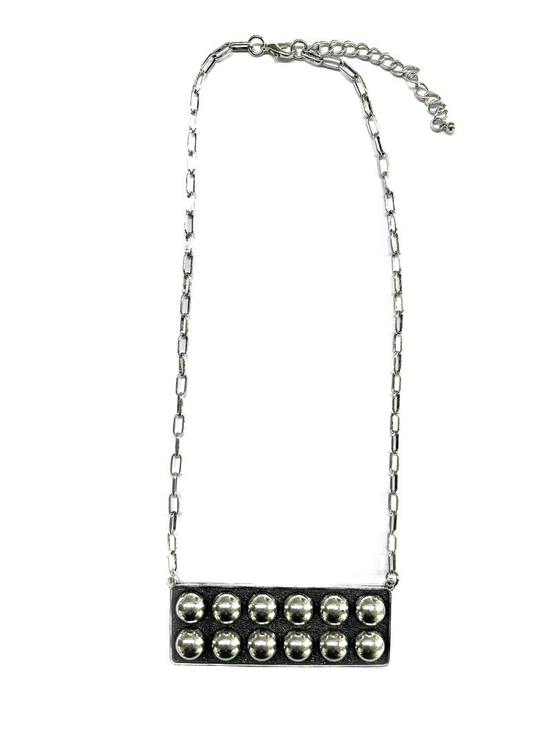 Western Double Bubble Metal Plate Necklace