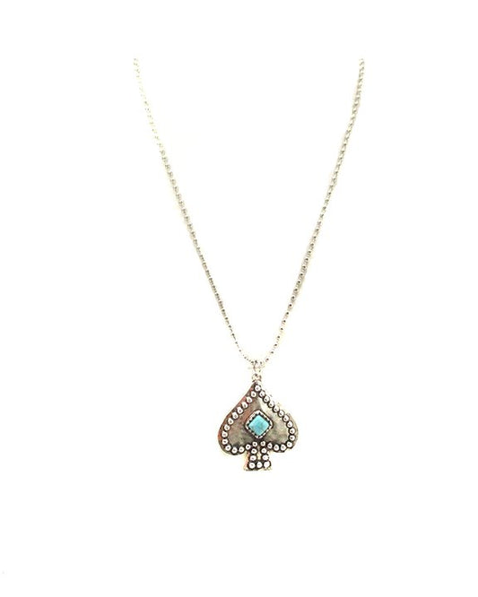 Western Turquoise Stone Spade Necklace