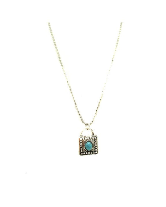 Western Turquoise Stone Lock Necklace