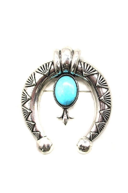 WESTERN SQUASH BLOSSOM TURQUOISE HAT PIN