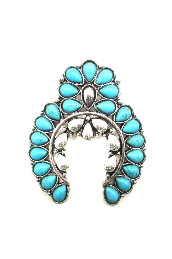 WESTERN SQUASH BLOSSOM TURQUOISE HAT PIN