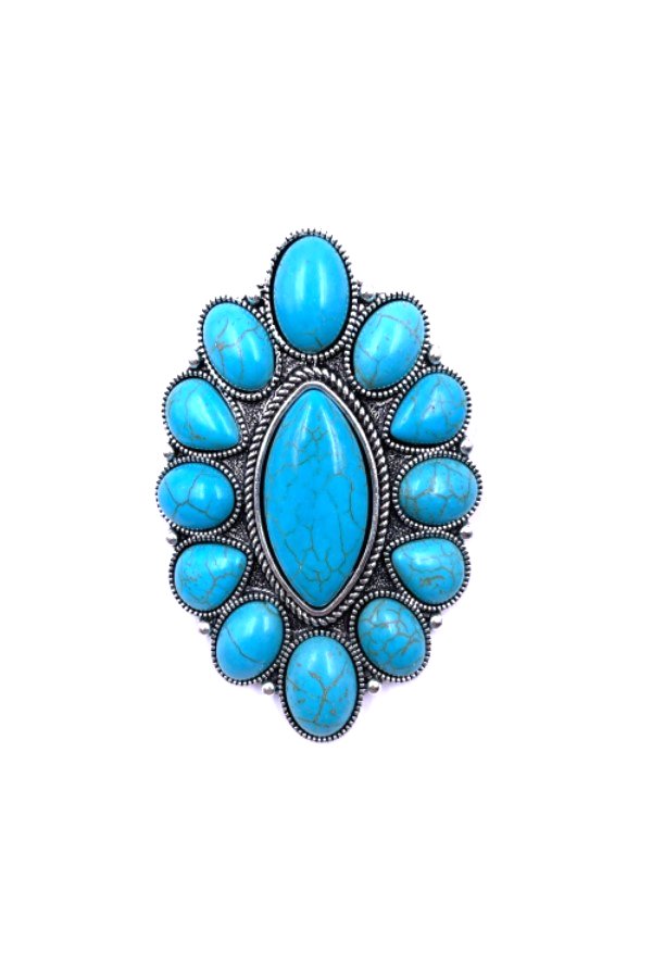 WESTERN SQUASH BLOSSOM TURQUOISE HAT PIN