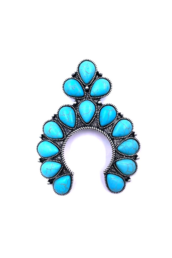 WESTERN SQUASH BLOSSOM TURQUOISE HAT PIN