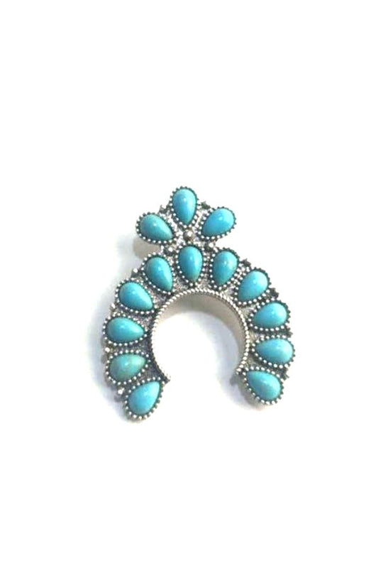 WESTERN MINI SQUASH BLOSSOM TURQUOISE HAT PIN