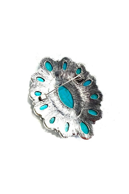 WESTERN SQUASH BLOSSOM TURQUOISE HAT PIN