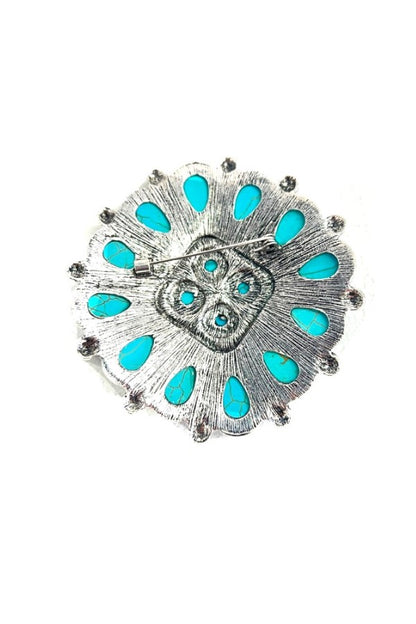 WESTERN SQUASH BLOSSOM TURQUOISE HAT PIN