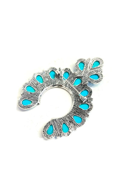 WESTERN SQUASH BLOSSOM TURQUOISE HAT PIN