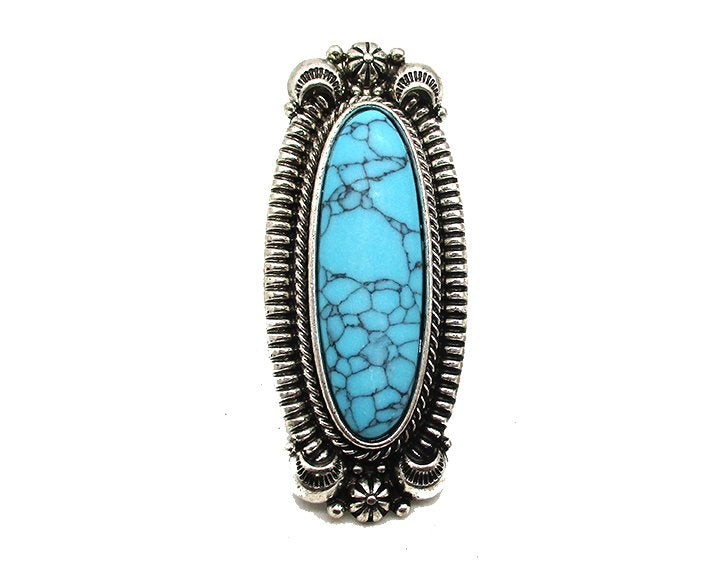 WESTERN LARGE OVAL TURQUOISE STONE CUFF RING