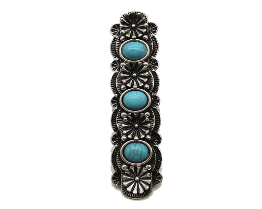 WESTERN LARGE FLOWER CONCHO TURQUOISE CUFF RING